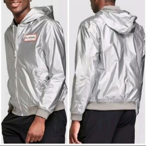 HUNTER x TARGET limited edition silver unisex rain jacket. Size small